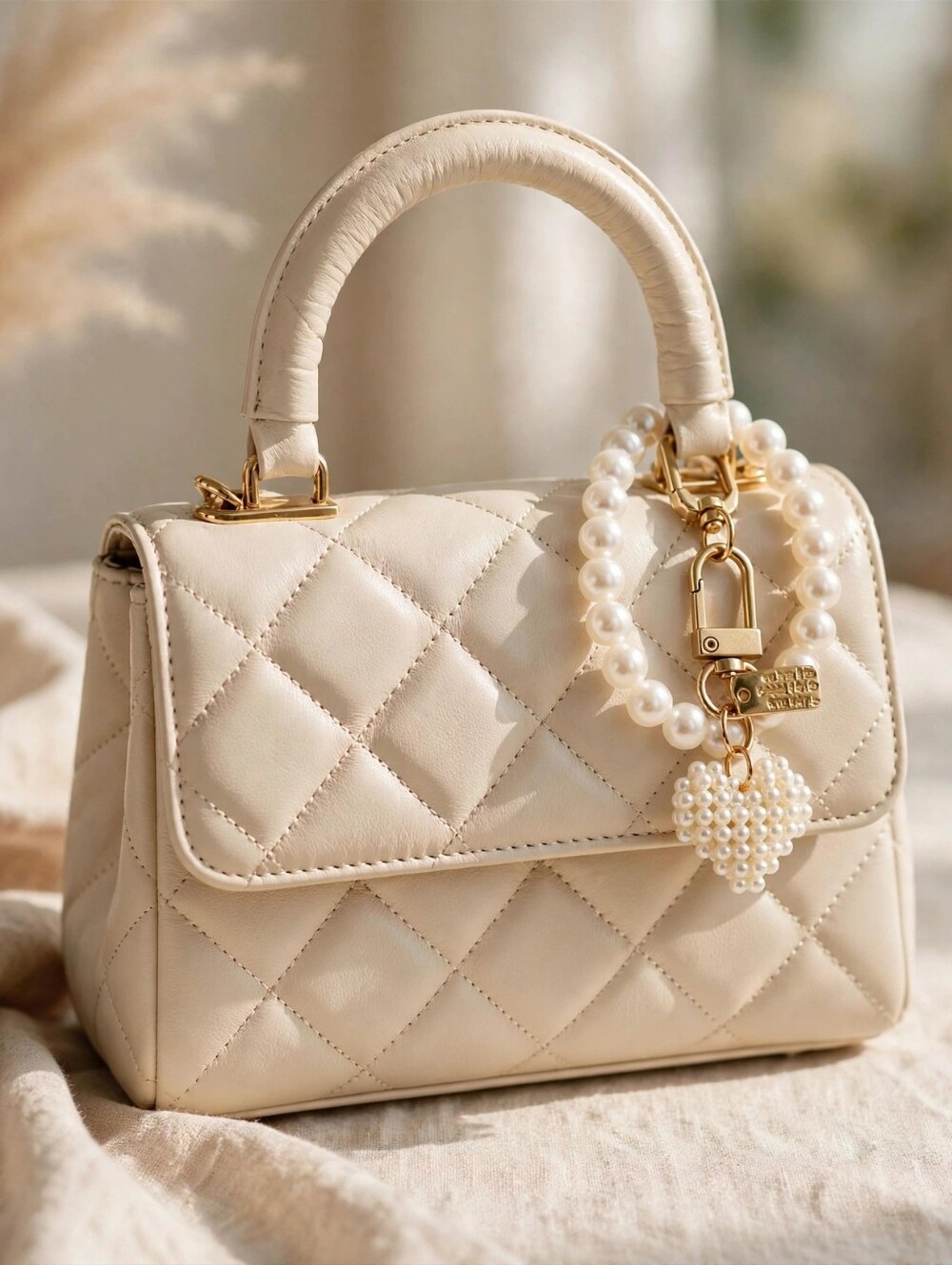 Pearl Beaded Keychain Bag Charm New